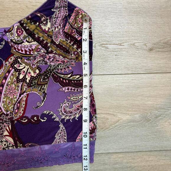 Purple paisley y2k style lace trim print cami top size medium - Picture 5 of 5
